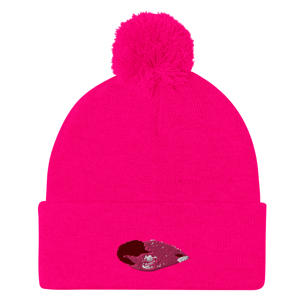 Embroidered T.E.A Lips Pom-Pom Beanie